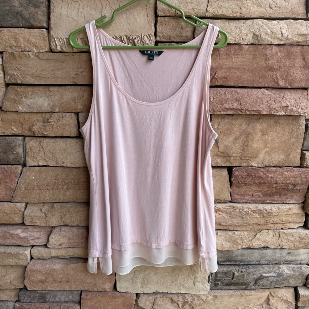 Ralph Lauren pale rose pink tank top Women Large EUC